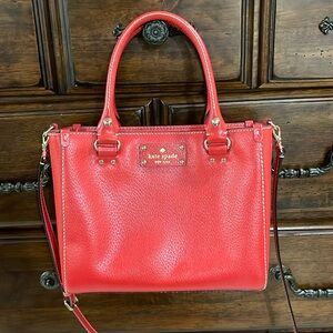 Kate Spade red pebbled leather satchel/crossbody bag